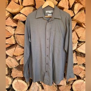 Executive‎ Fit Dress Shirt Mens Neck 16.5 Grey Wrinkle Resistant Leo Chevalier